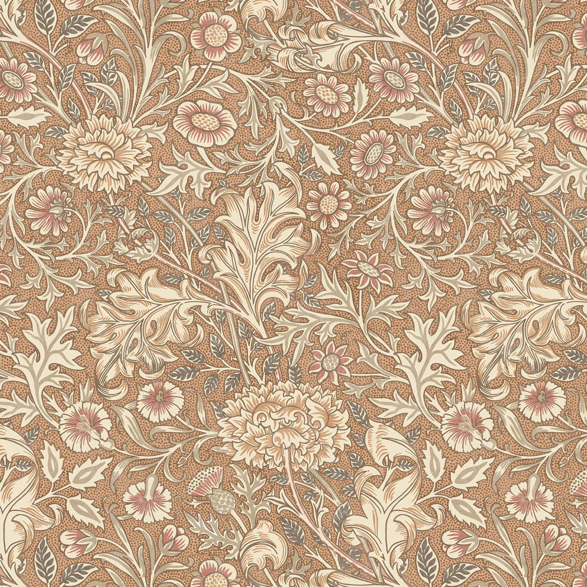 William Morris Double Bough Made To Measure Roman Blind Terracotta
