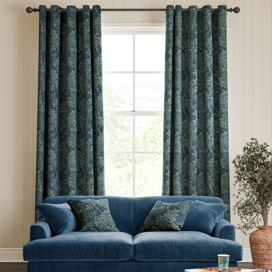 William Morris Foliage Made To Measure Roman Blind Indigo