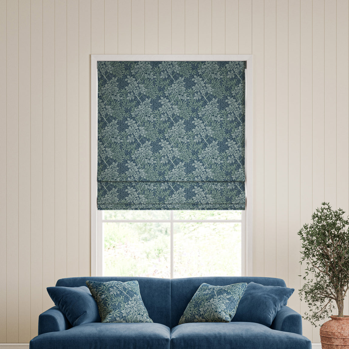 William Morris Foliage Made To Measure Roman Blind Indigo