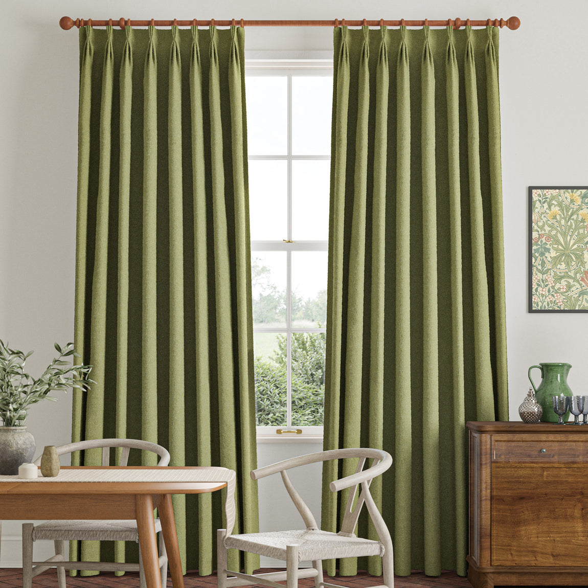 William Morris Reed Made To Measure Roman Blind Lichen