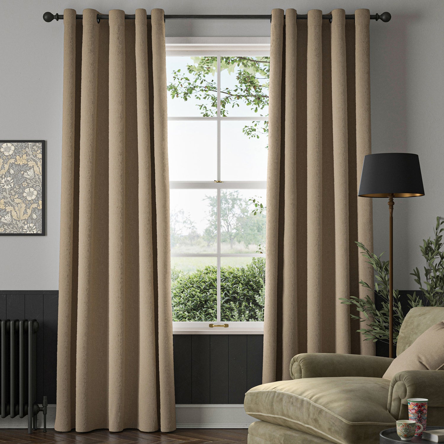 William Morris Reed Made To Measure Curtains Chalk