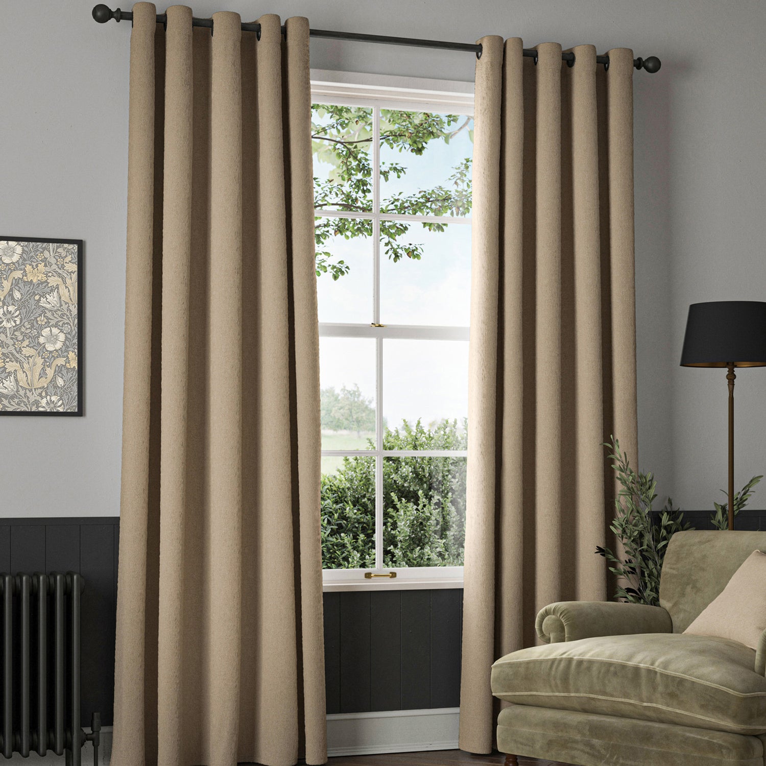 William Morris Reed Made To Measure Curtains Chalk