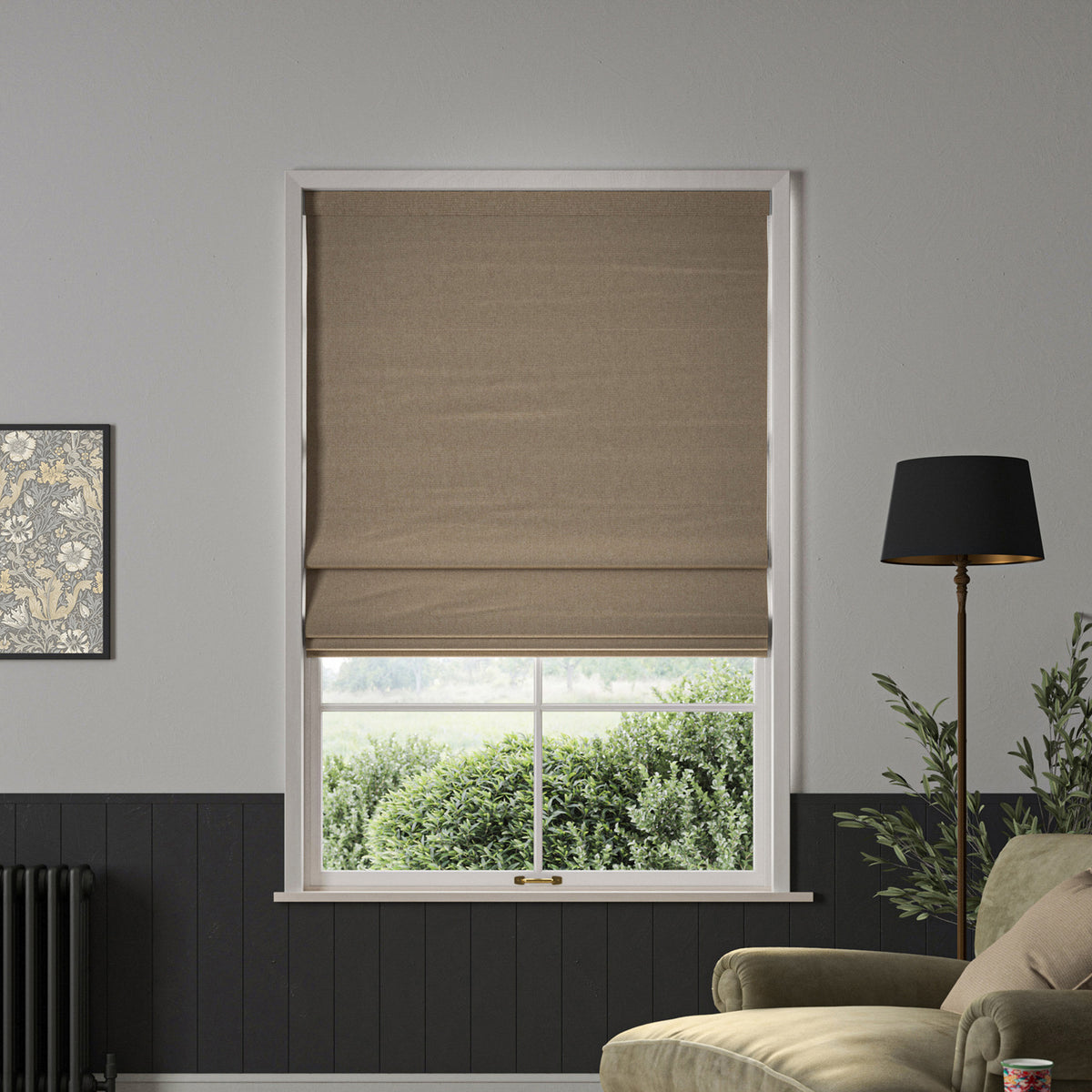 William Morris Reed Made To Measure Roman Blind Chalk