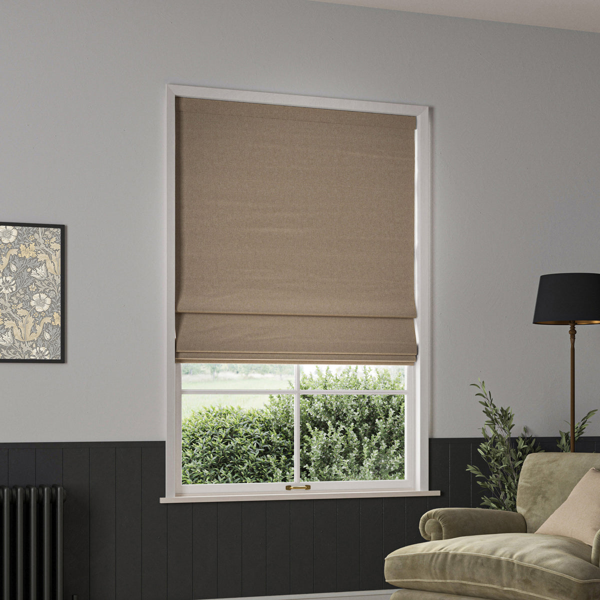William Morris Reed Made To Measure Roman Blind Chalk