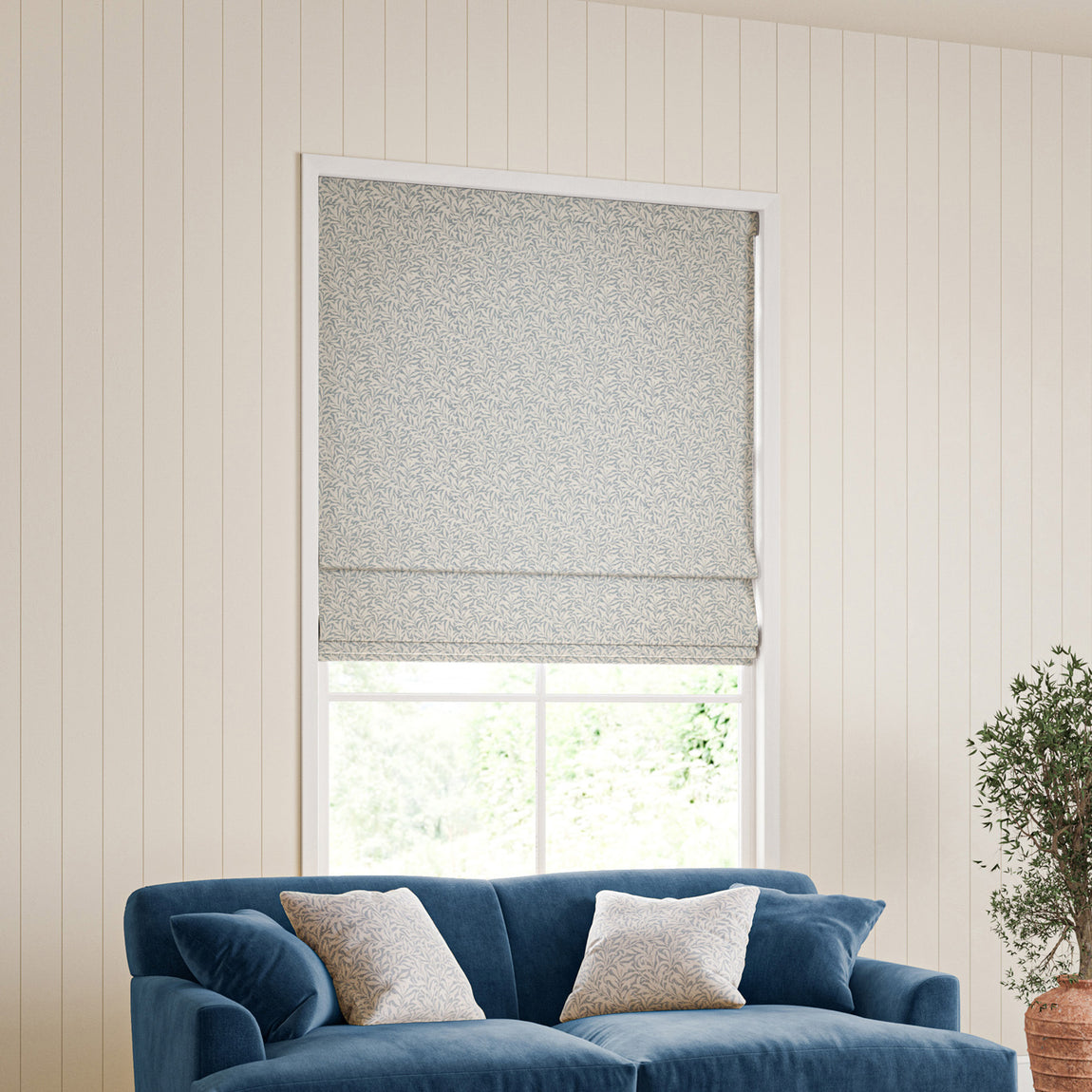 William Morris Willow Bough Woven Made To Measure Roman Blind Sky