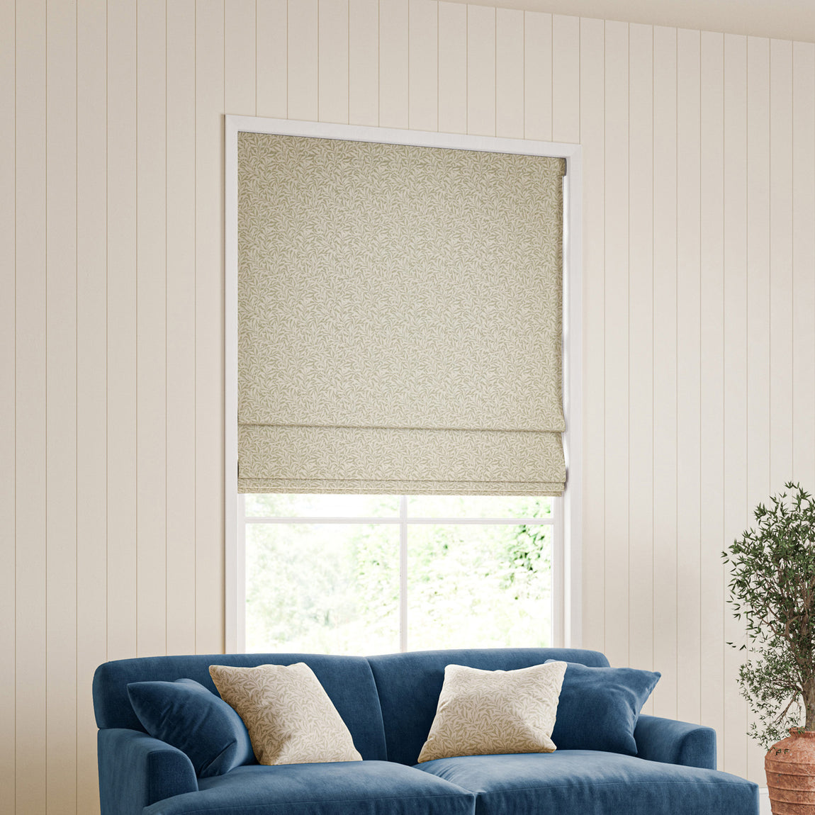 William Morris Willow Bough Woven Made To Measure Roman Blind Lichen