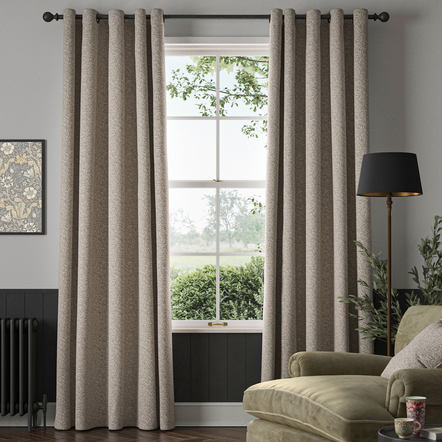 William Morris Willow Bough Woven Made To Measure Roman Blind Cobble