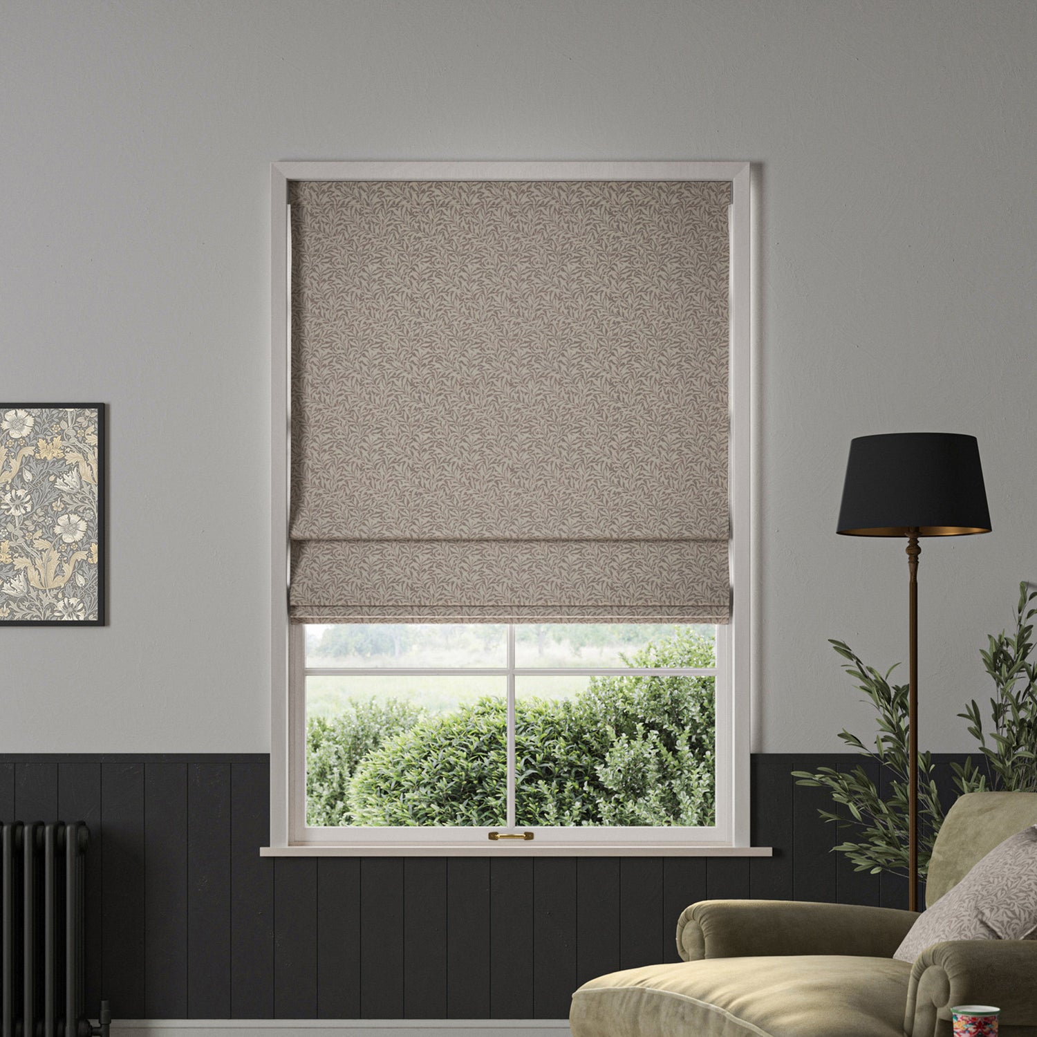 William Morris Willow Bough Woven Made To Measure Roman Blind Cobble
