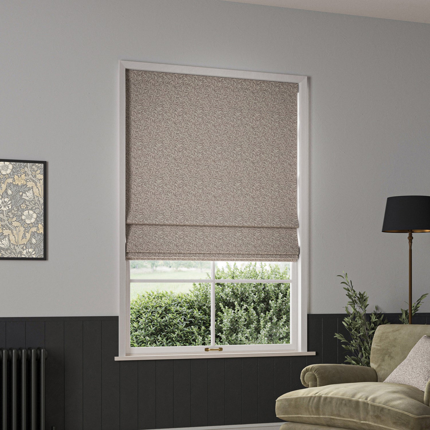 William Morris Willow Bough Woven Made To Measure Roman Blind Cobble