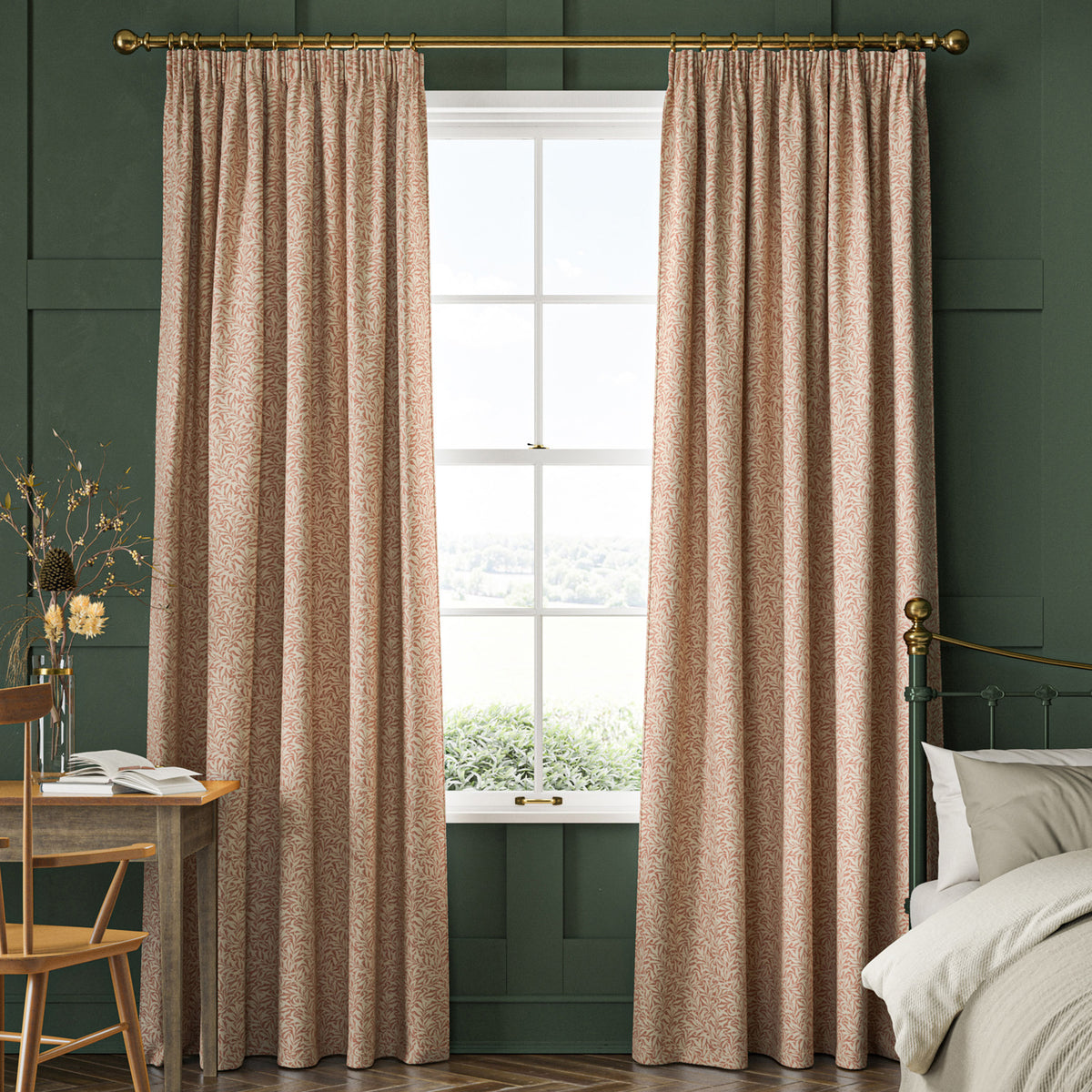 William Morris Willow Bough Woven Made To Measure Roman Blind Brick