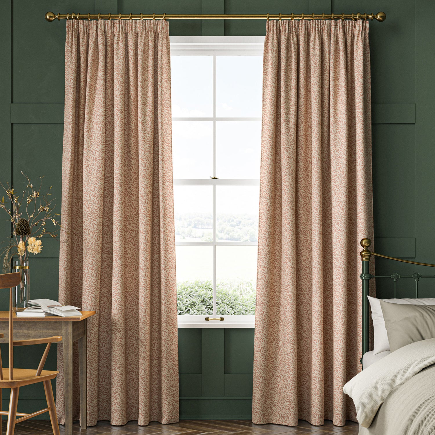 William Morris Willow Bough Woven Made To Measure Curtains Brick