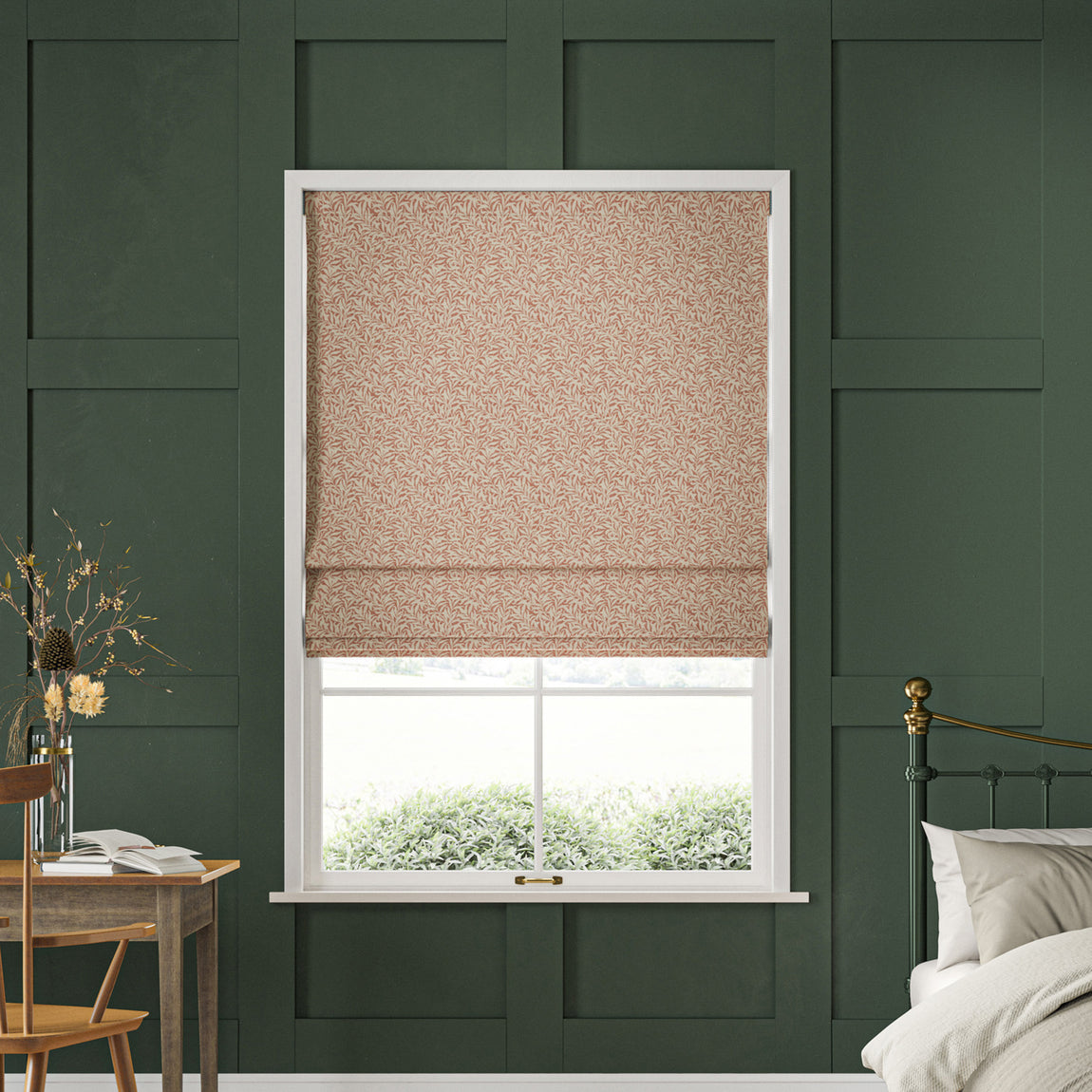 William Morris Willow Bough Woven Made To Measure Roman Blind Brick
