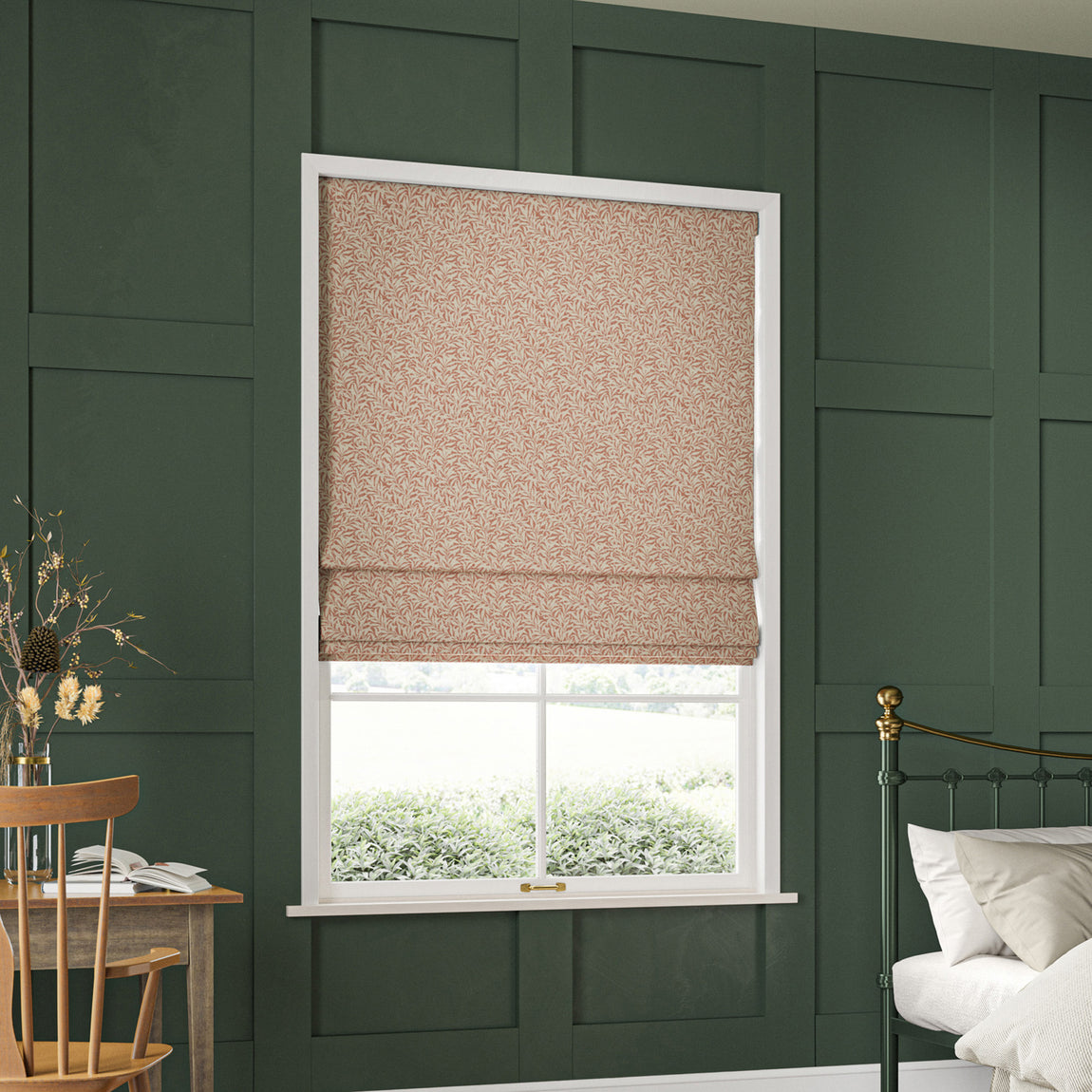 William Morris Willow Bough Woven Made To Measure Roman Blind Brick