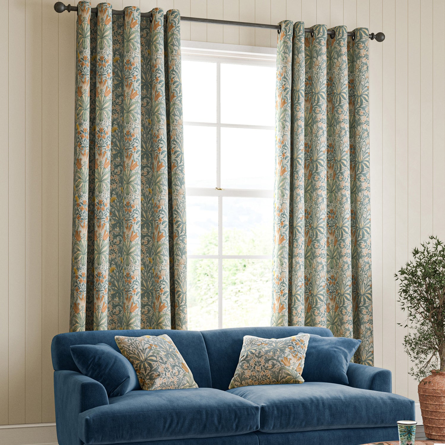 William Morris Woodland Weeds Made To Measure Curtains Bluebird