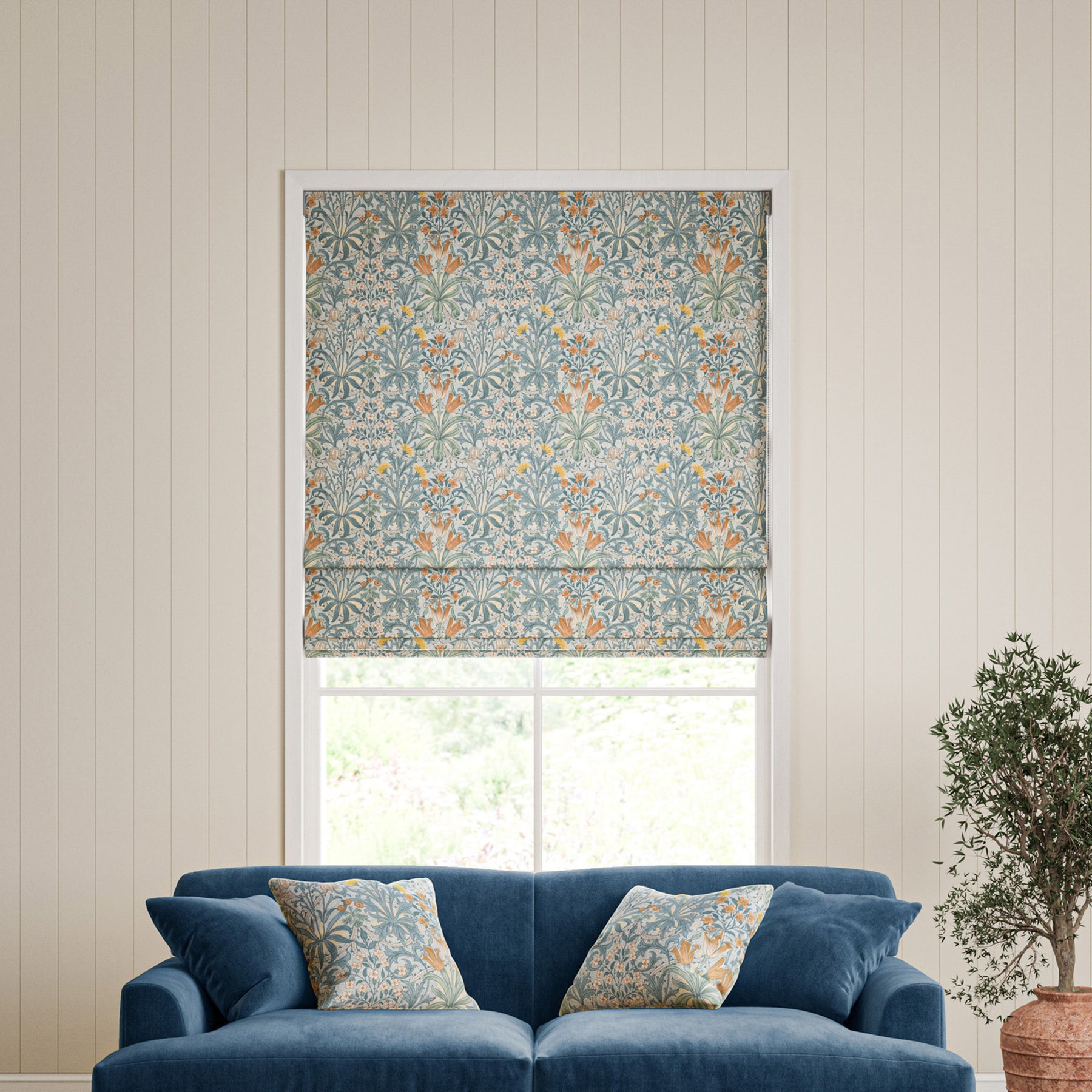 William Morris Woodland Weeds Made To Measure Roman Blind Bluebird