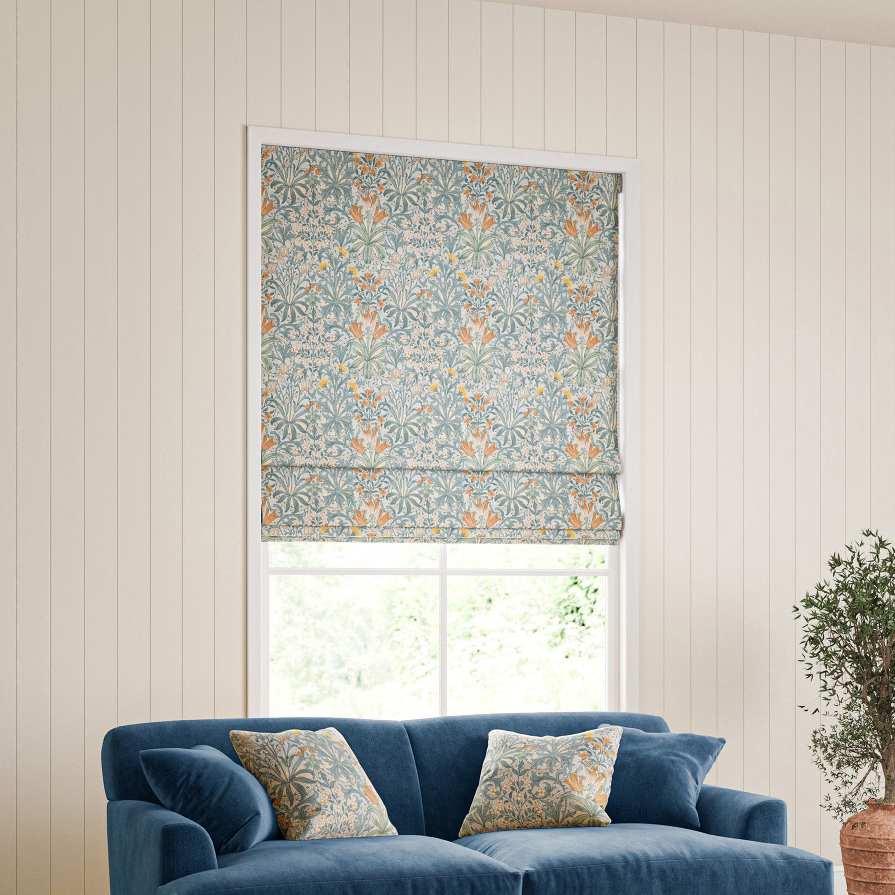 William Morris Woodland Weeds Made To Measure Roman Blind Bluebird