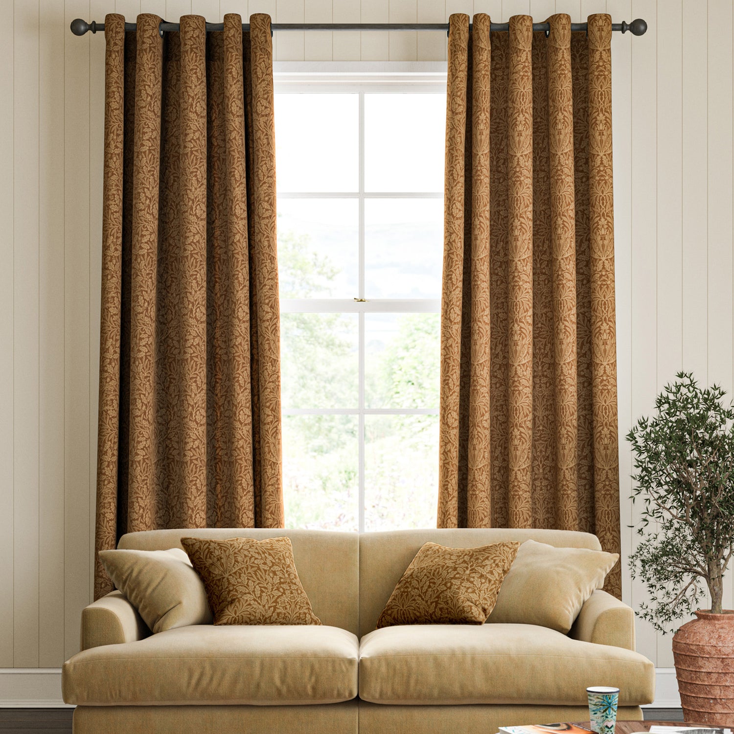 William Morris Acorn Made To Measure Curtains Russet