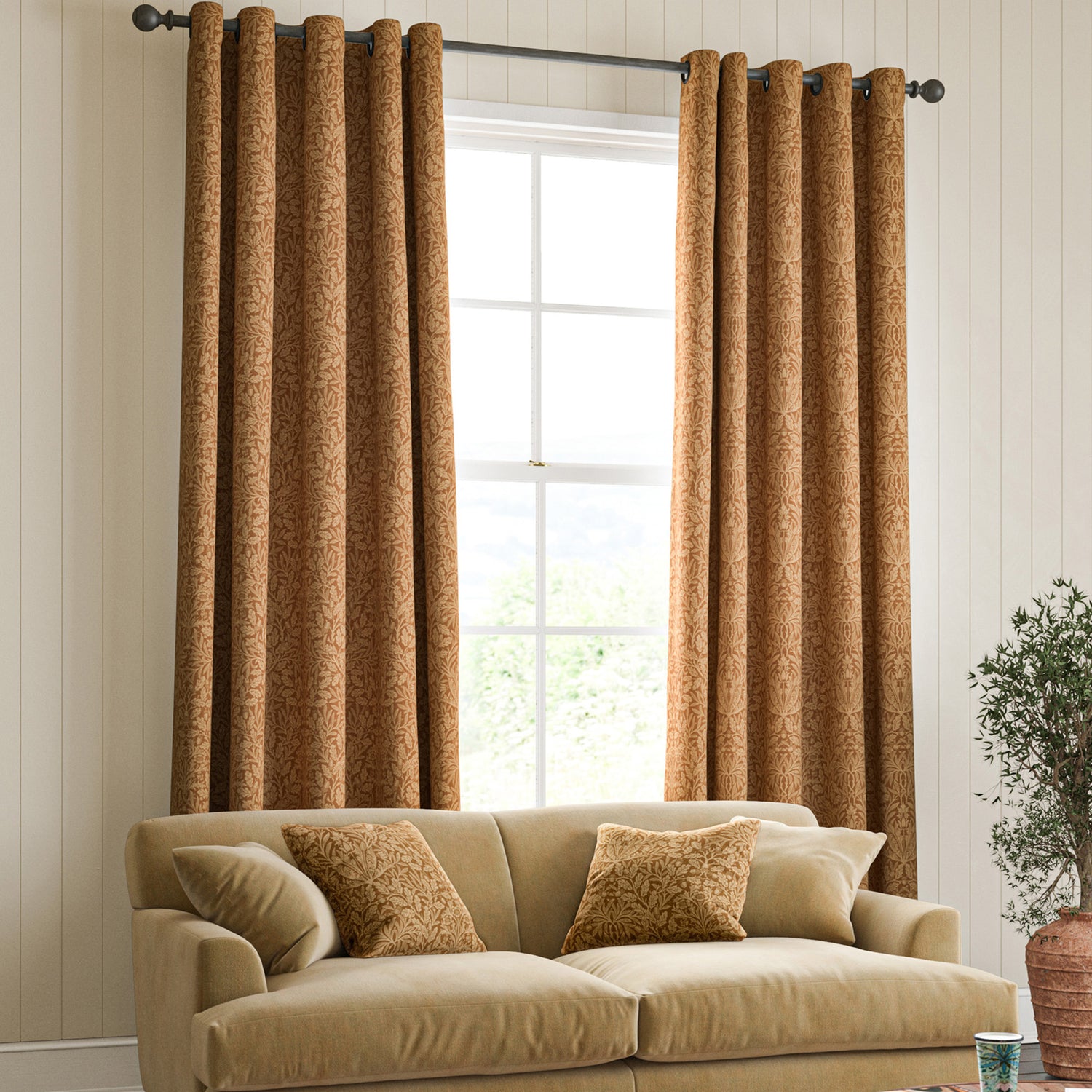 William Morris Acorn Made To Measure Curtains Russet