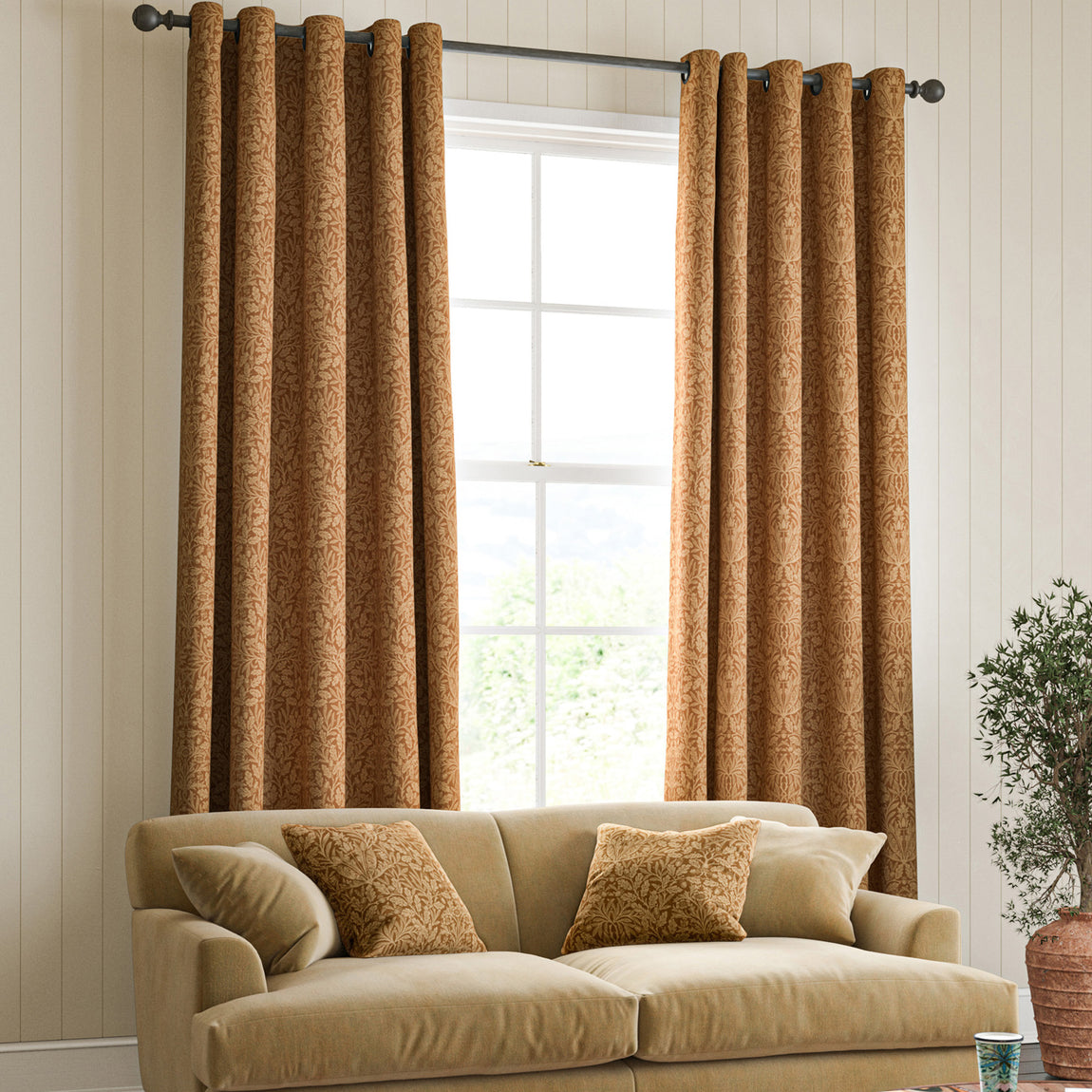 William Morris Acorn Made To Measure Curtains Russet