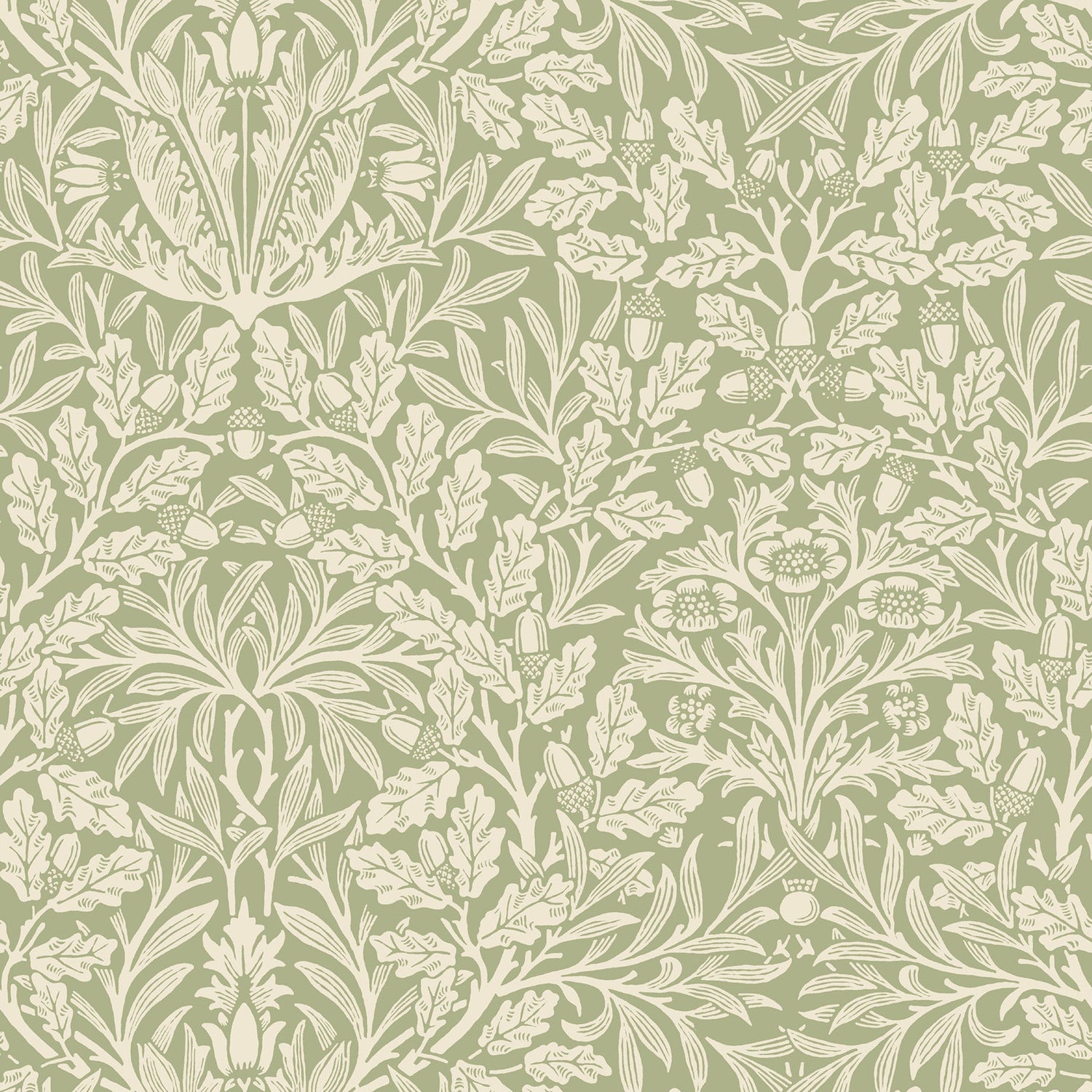 William Morris Acorn Made To Measure Curtains Lichen