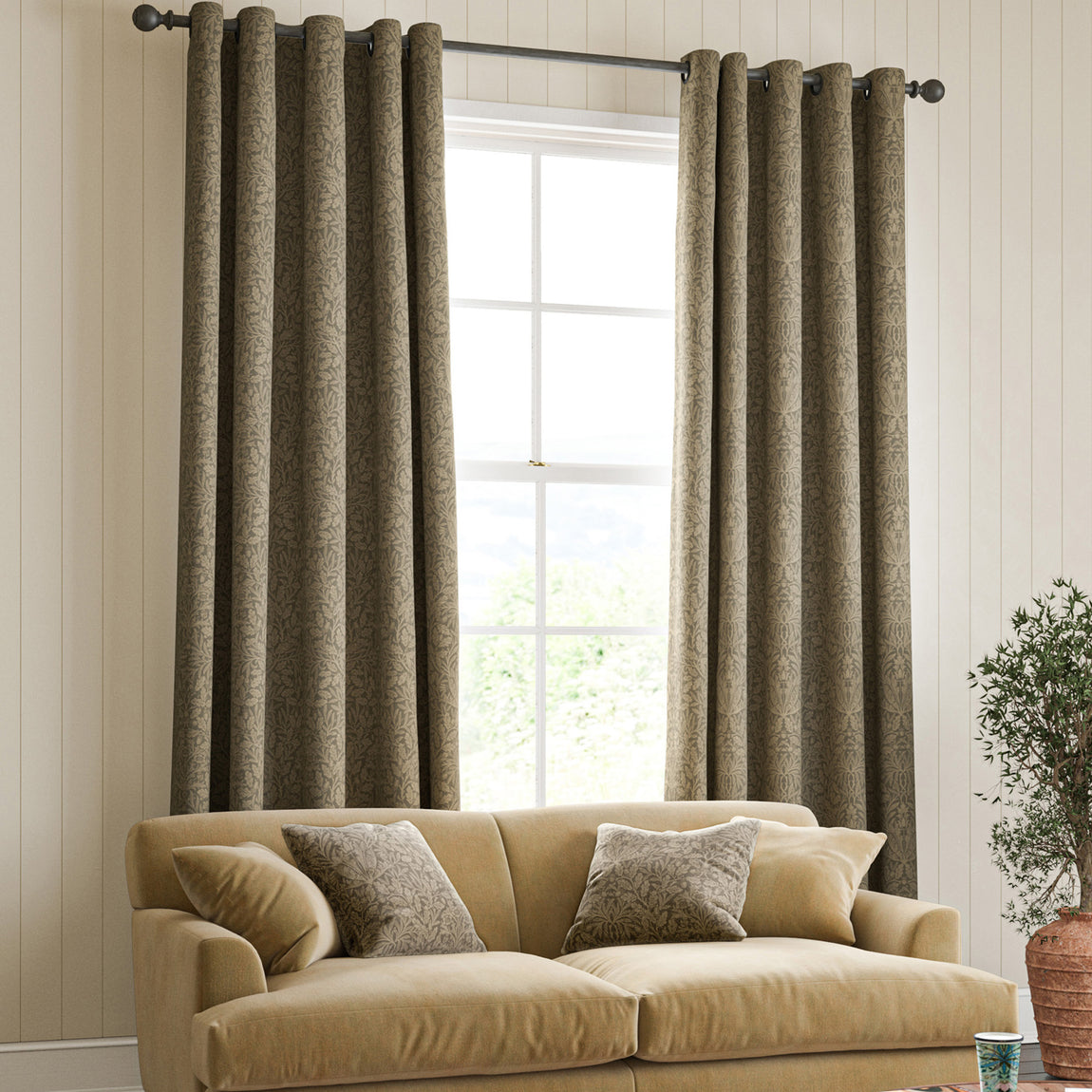 William Morris Acorn Velvet Made To Measure Curtains Truffle