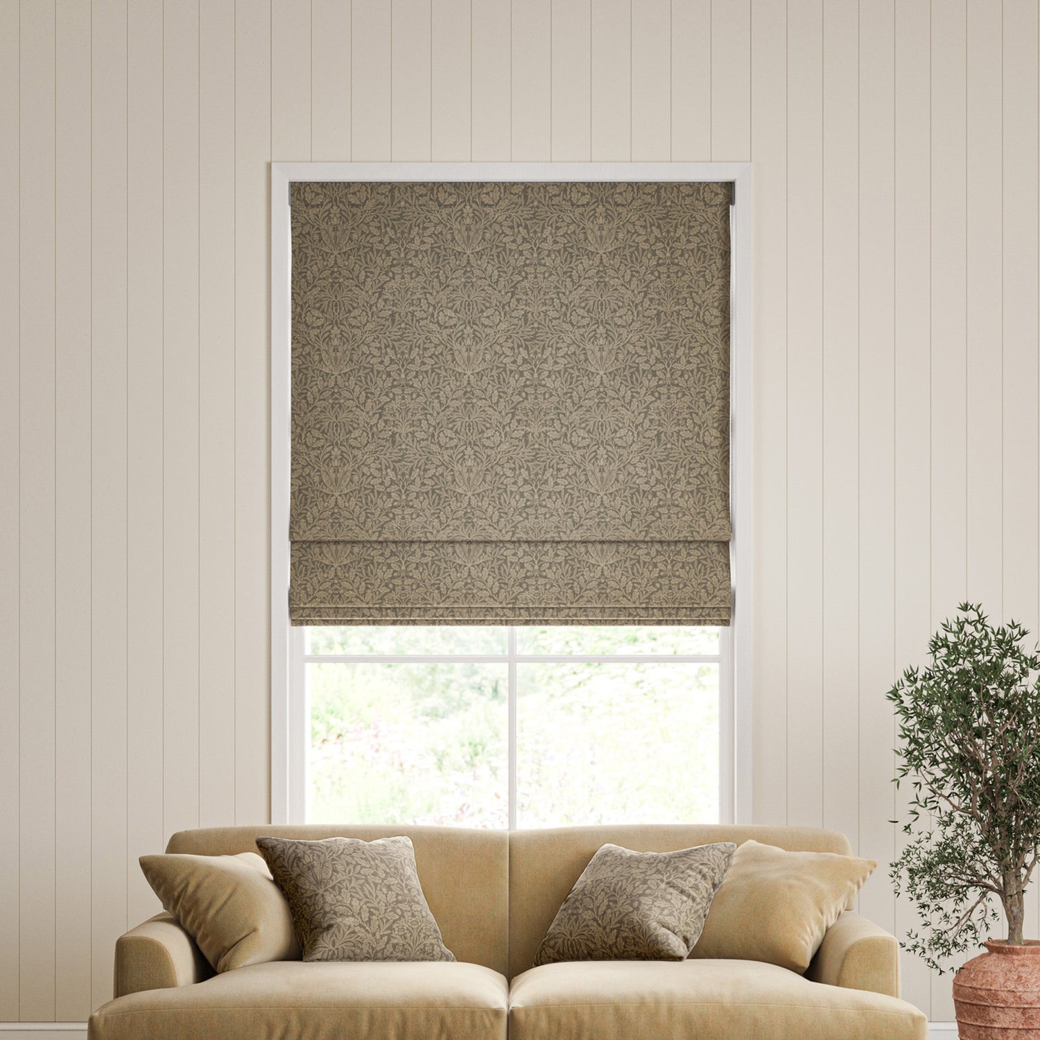 William Morris Acorn Velvet Made To Measure Roman Blind Truffle
