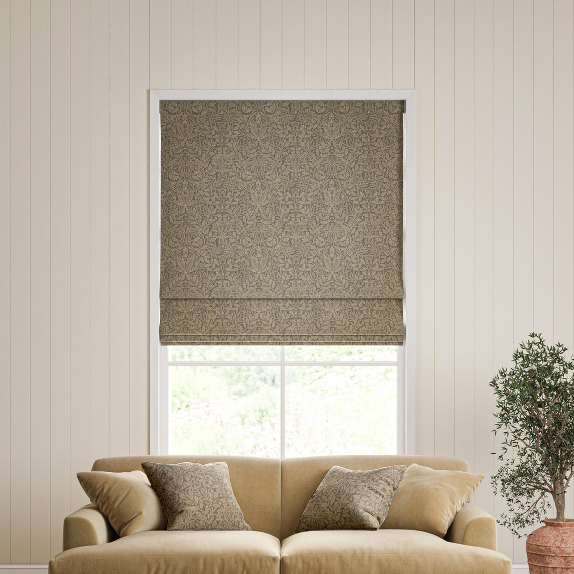 William Morris Acorn Velvet Made To Measure Roman Blind Truffle