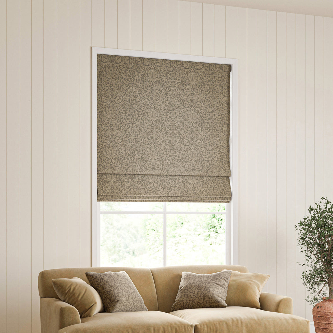 William Morris Acorn Velvet Made To Measure Roman Blind Truffle