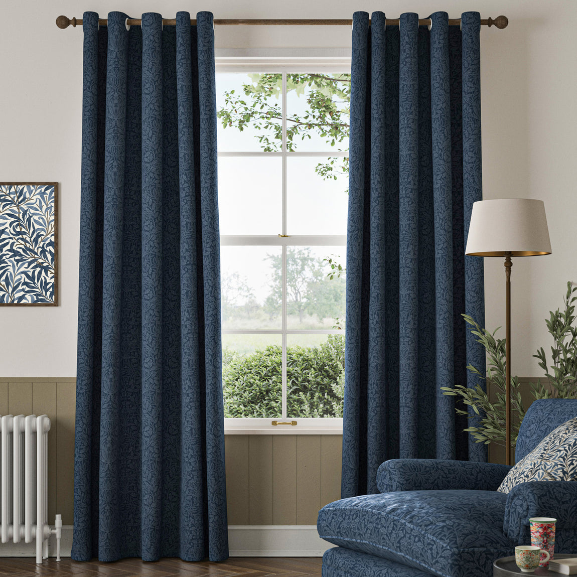 William Morris Acorn Velvet Made To Measure Roman Blind Midnight