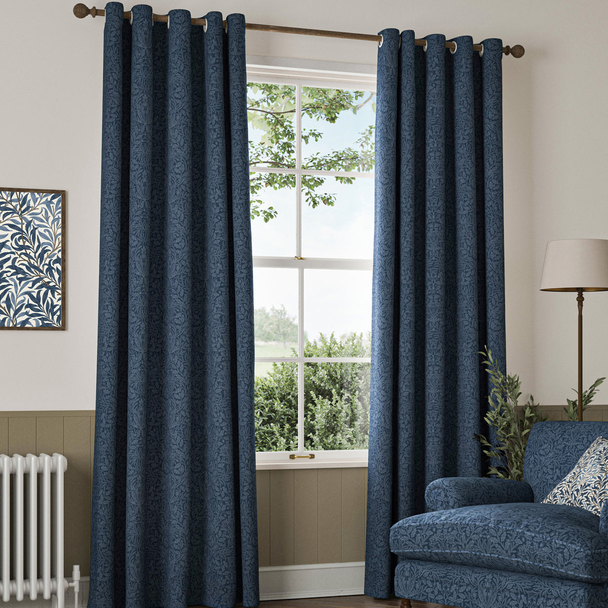 William Morris Acorn Velvet Made To Measure Curtains Midnight