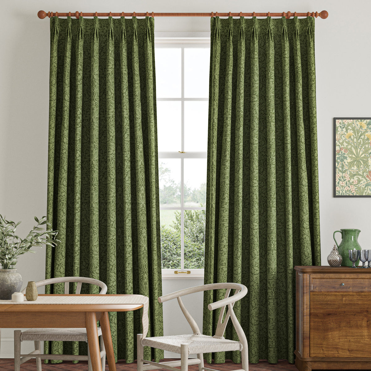 William Morris Acorn Velvet Made To Measure Curtains Moss