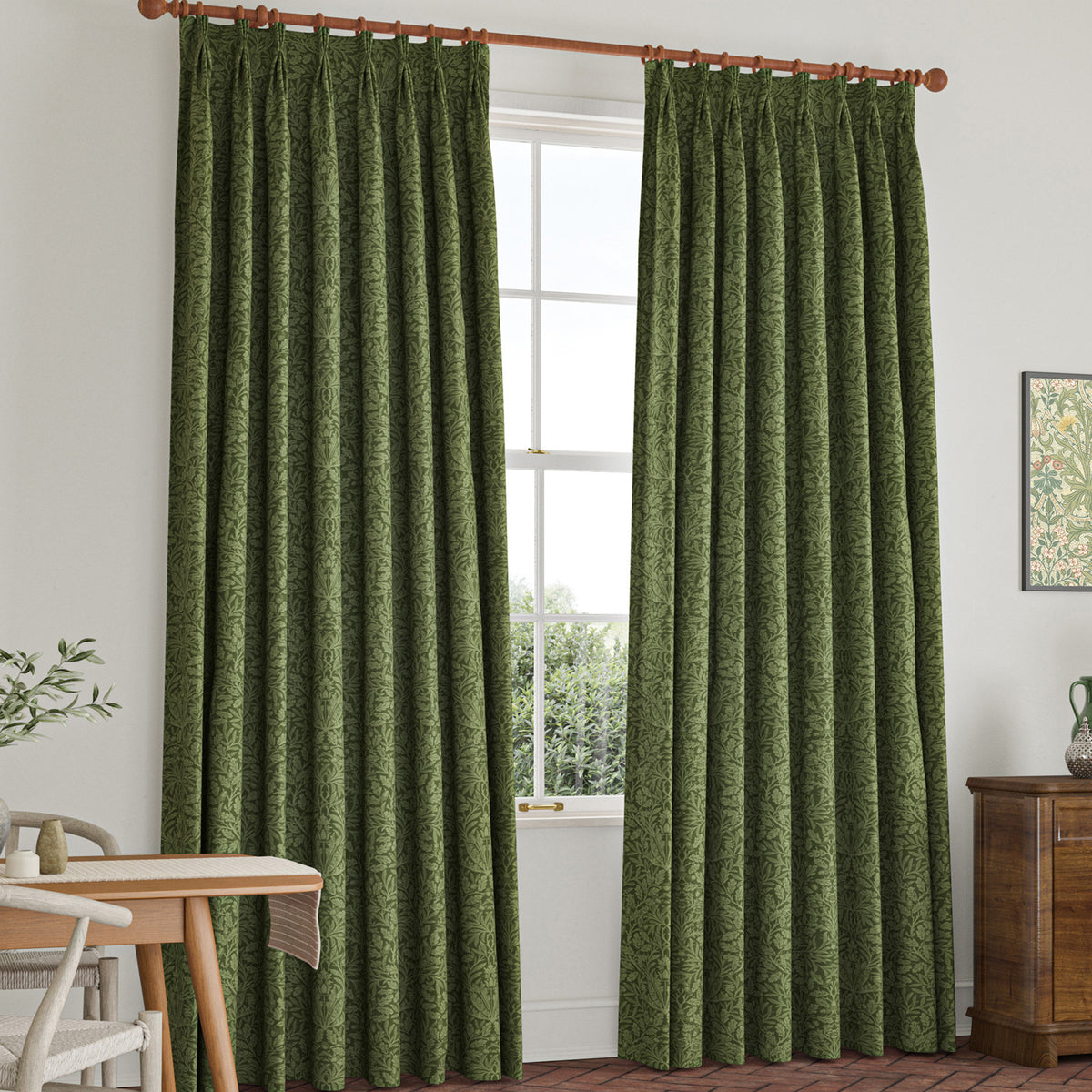 William Morris Acorn Velvet Made To Measure Curtains Moss