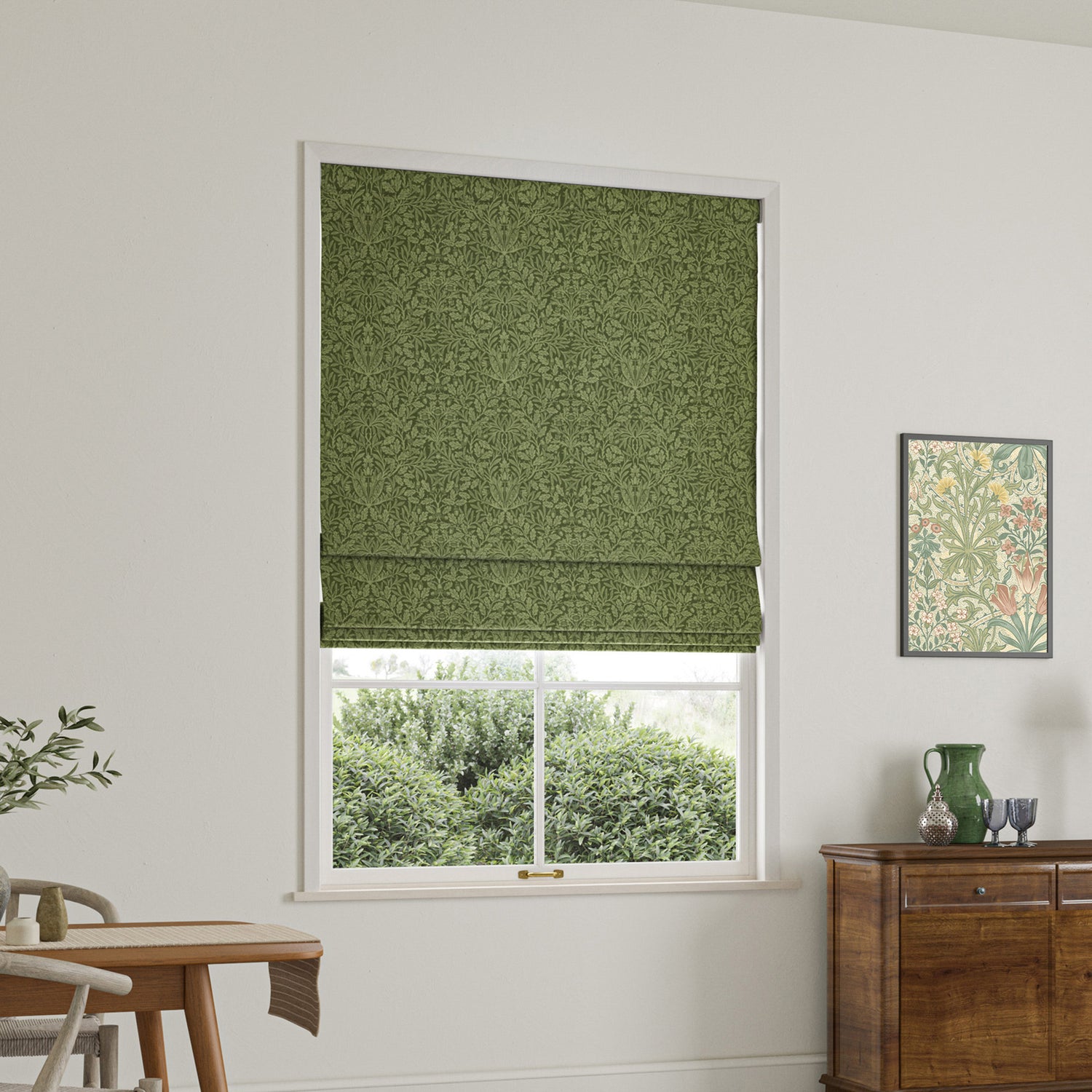 William Morris Acorn Velvet Made To Measure Roman Blind Moss