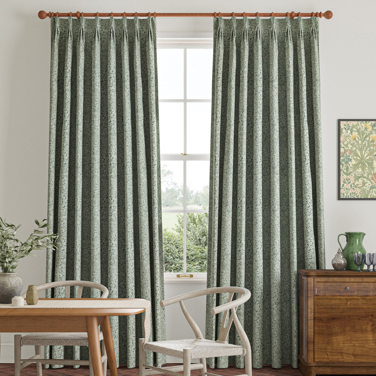 William Morris Bird And Anemone Woven Made To Measure Roman Blind Eucalyptus