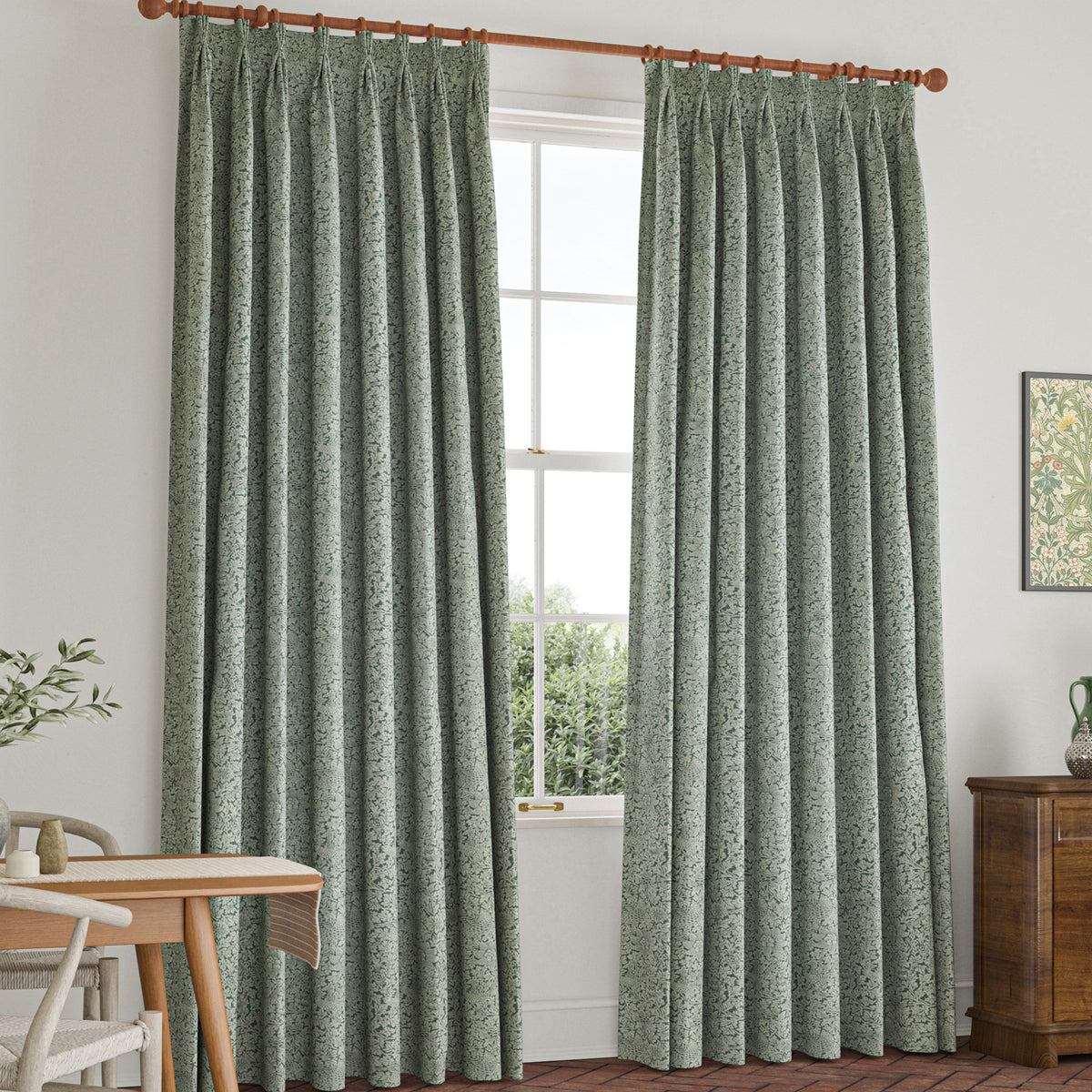 William Morris Bird And Anemone Woven Made To Measure Curtains Eucalyptus