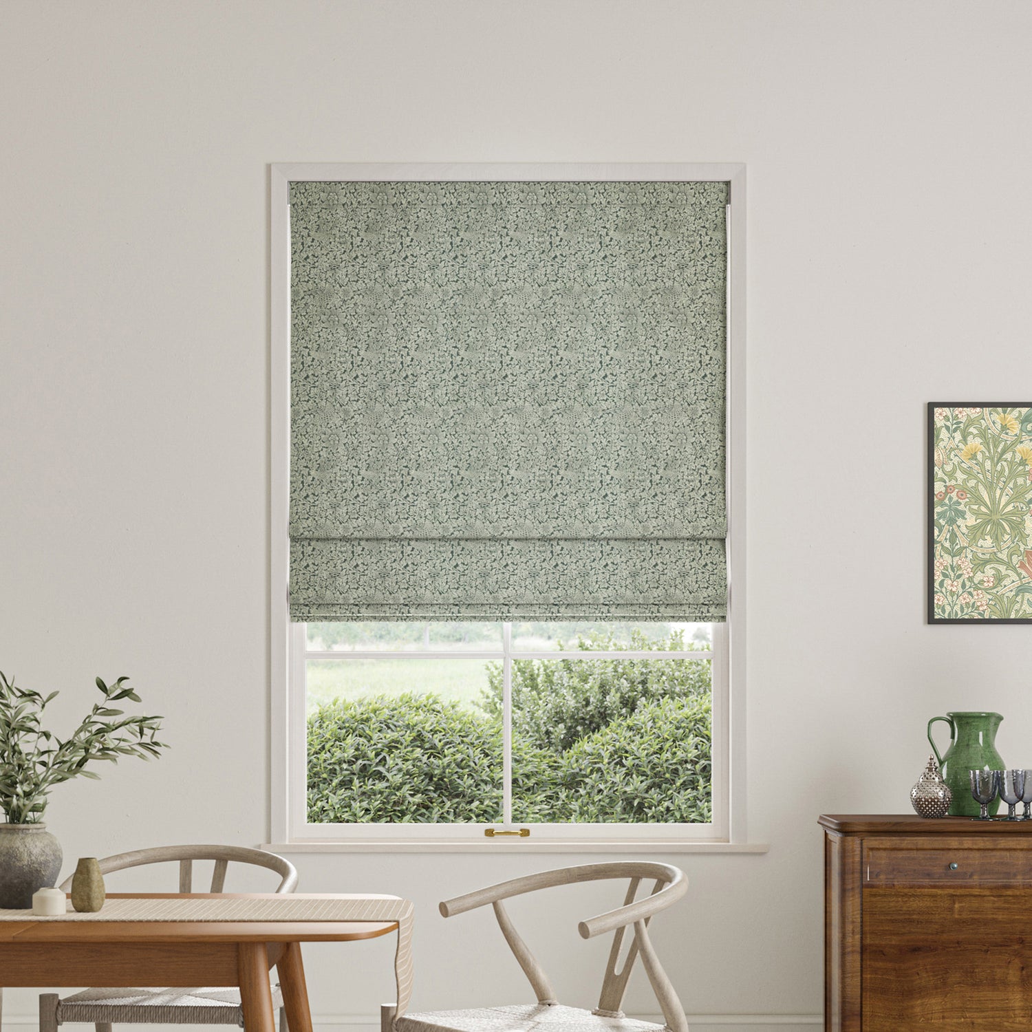 William Morris Bird And Anemone Woven Made To Measure Roman Blind Eucalyptus
