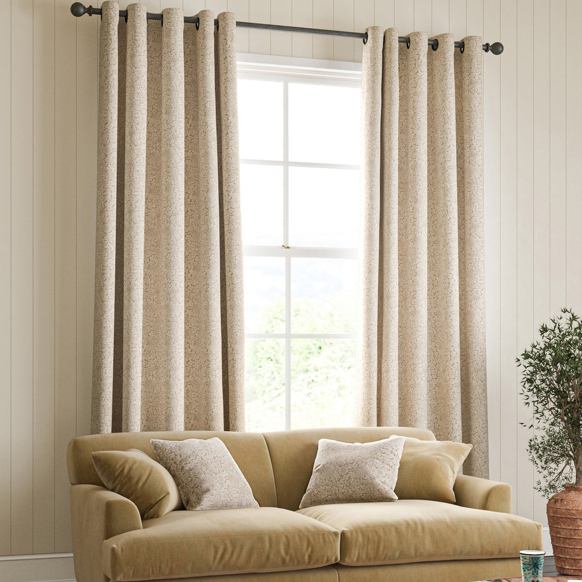 William Morris Bird And Anemone Woven Made To Measure Curtains Flax