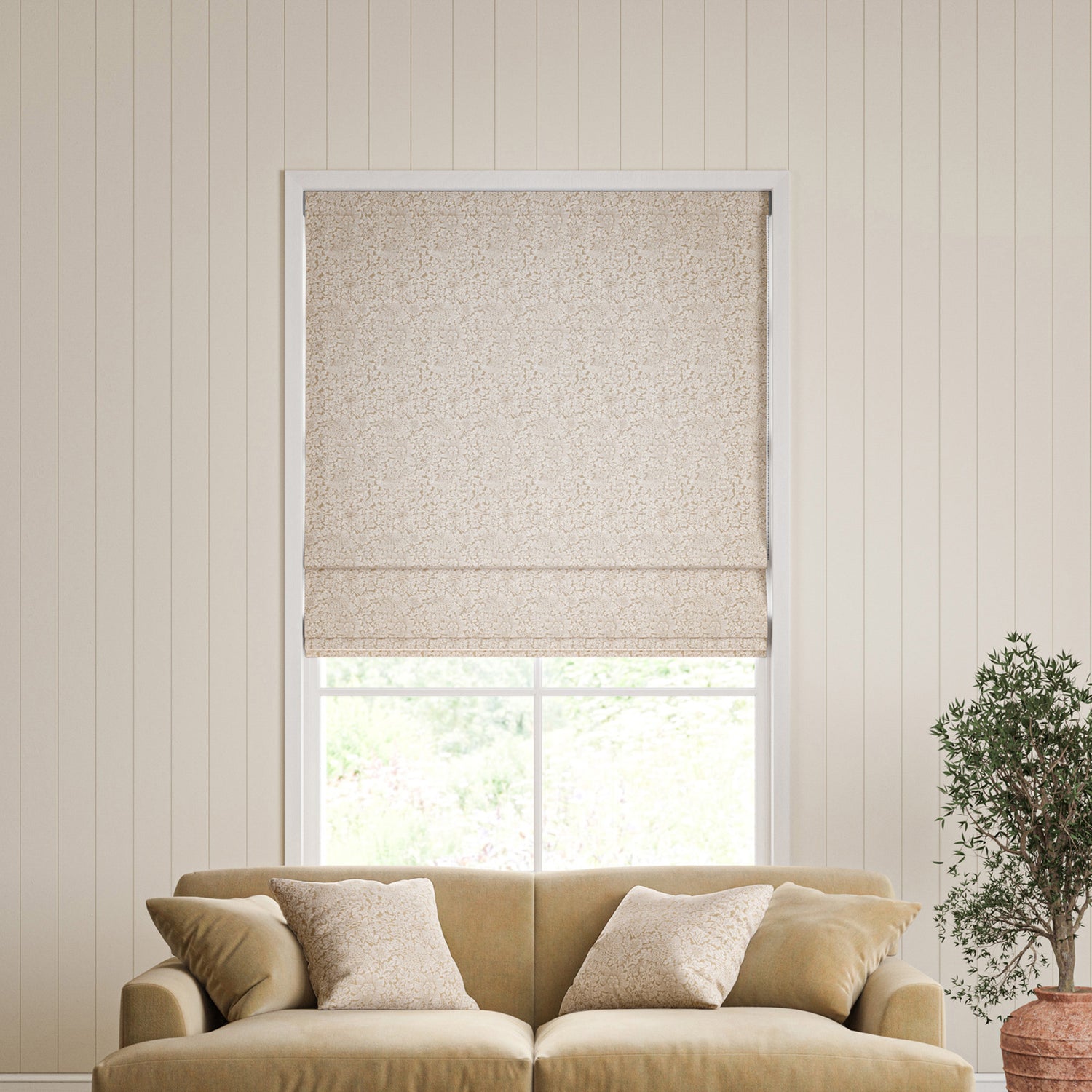 William Morris Bird And Anemone Woven Made To Measure Roman Blind Flax