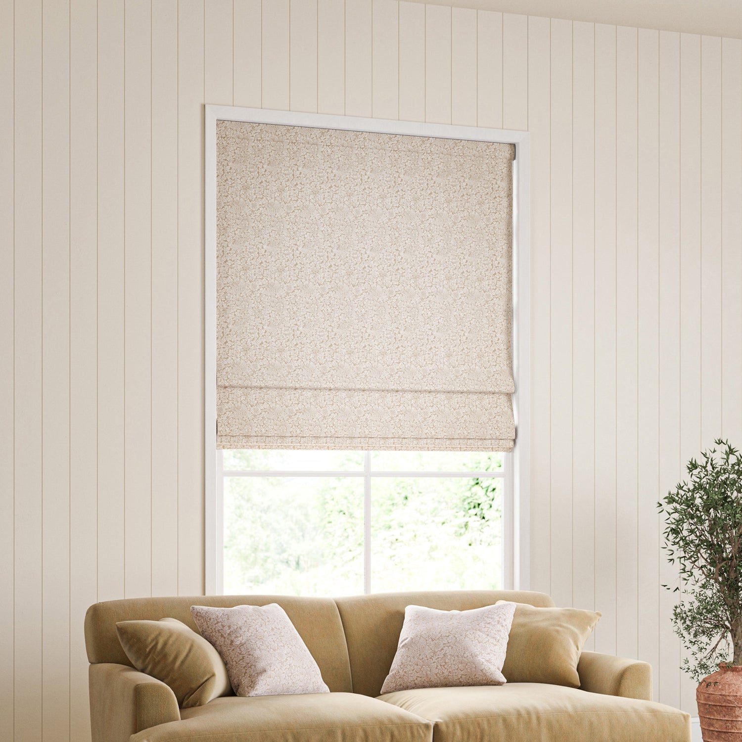 William Morris Bird And Anemone Woven Made To Measure Roman Blind Flax