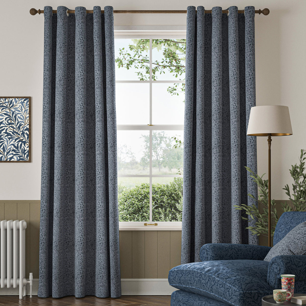 William Morris Bird And Anemone Woven Made To Measure Roman Blind Midnight