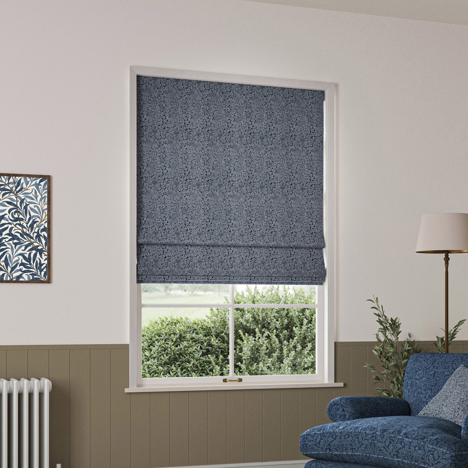 William Morris Bird And Anemone Woven Made To Measure Roman Blind Midnight