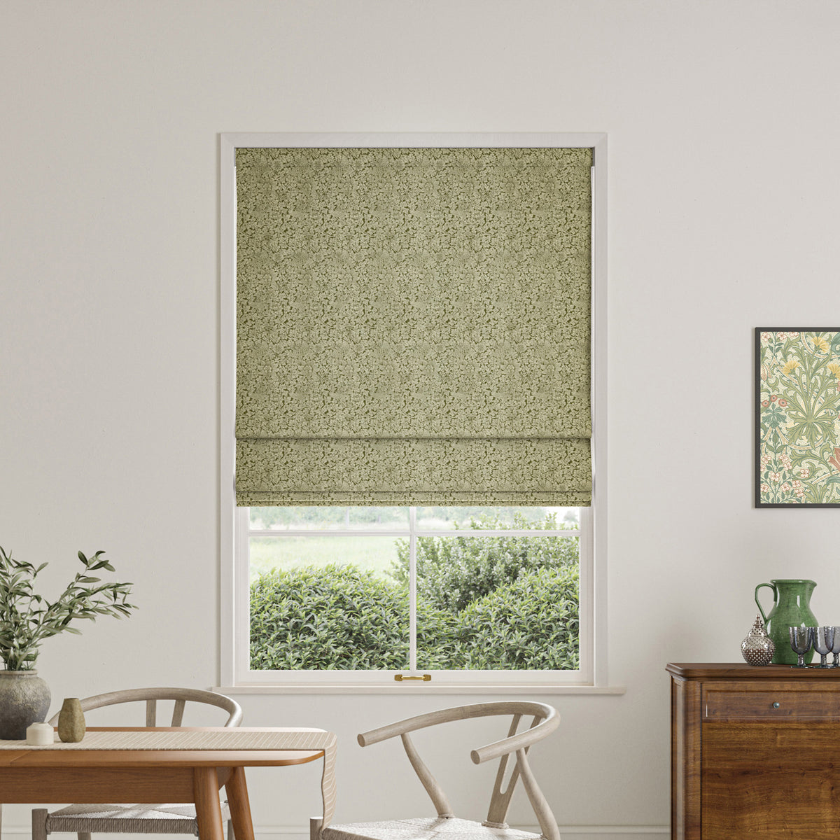 William Morris Bird And Anemone Woven Made To Measure Roman Blind Moss