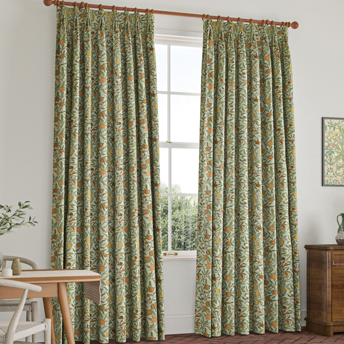 William Morris Fruit Made To Measure Curtains Lichen