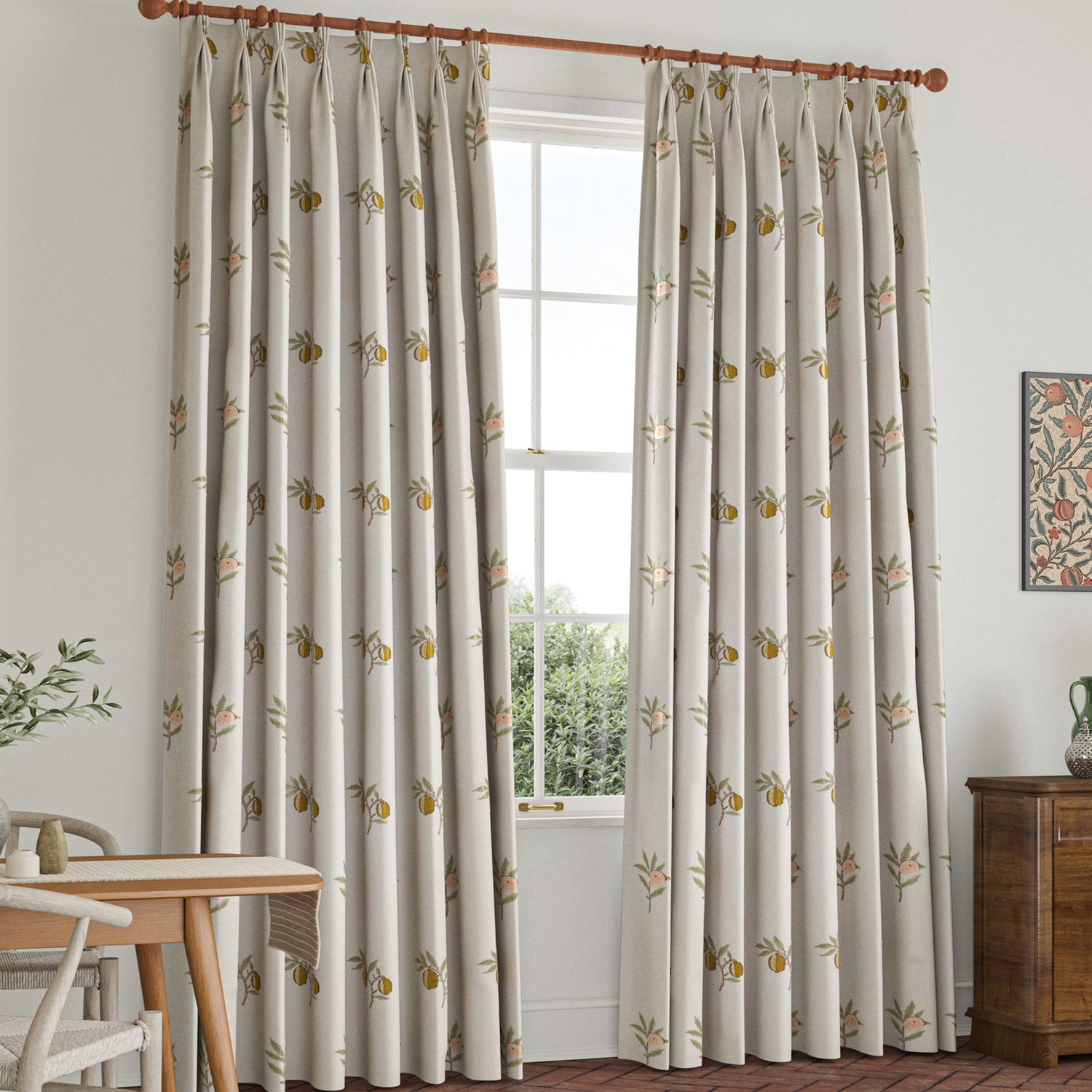 William Morris Fruit Embroidery Made To Measure Curtains Sage