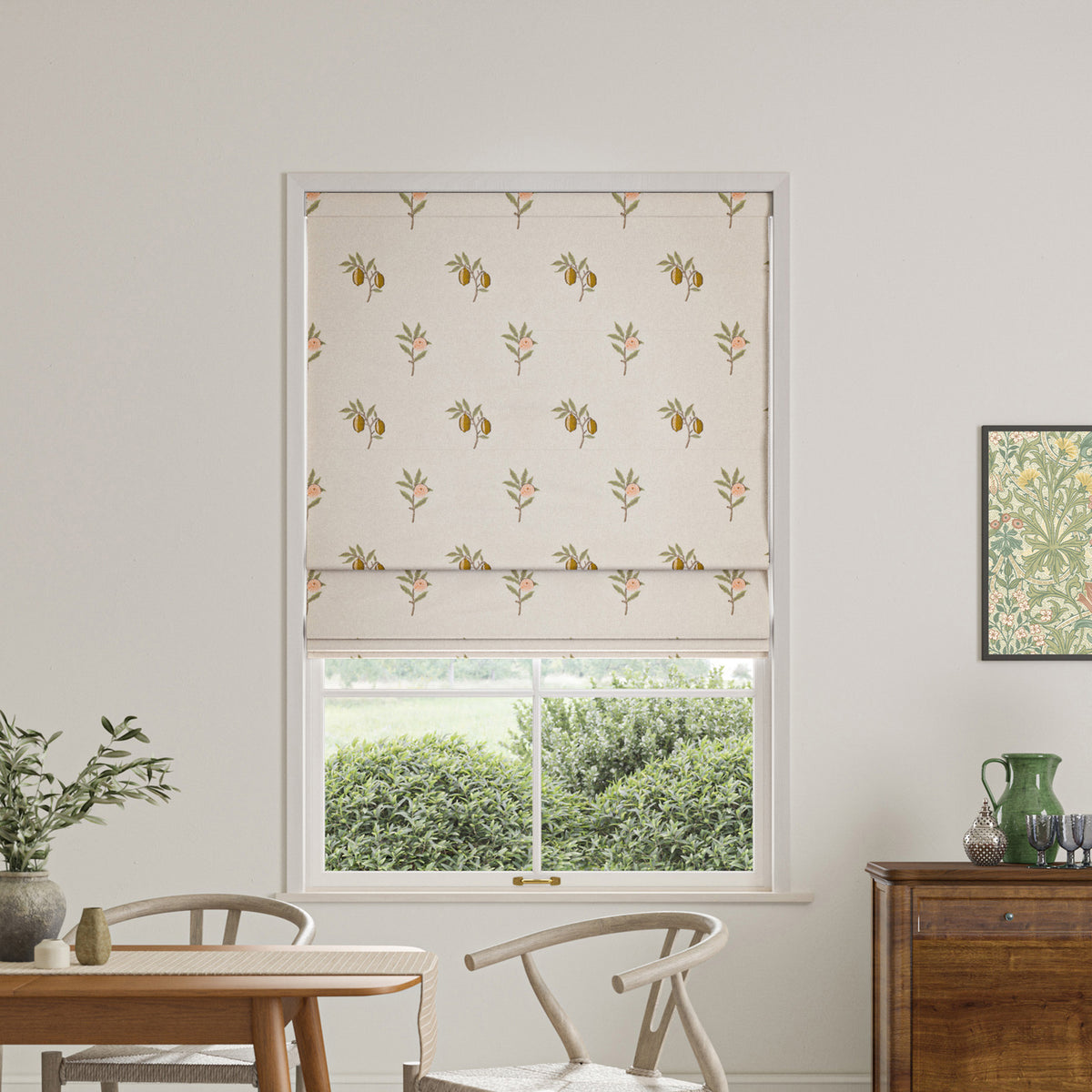 William Morris Fruit Embroidery Made To Measure Roman Blind Sage
