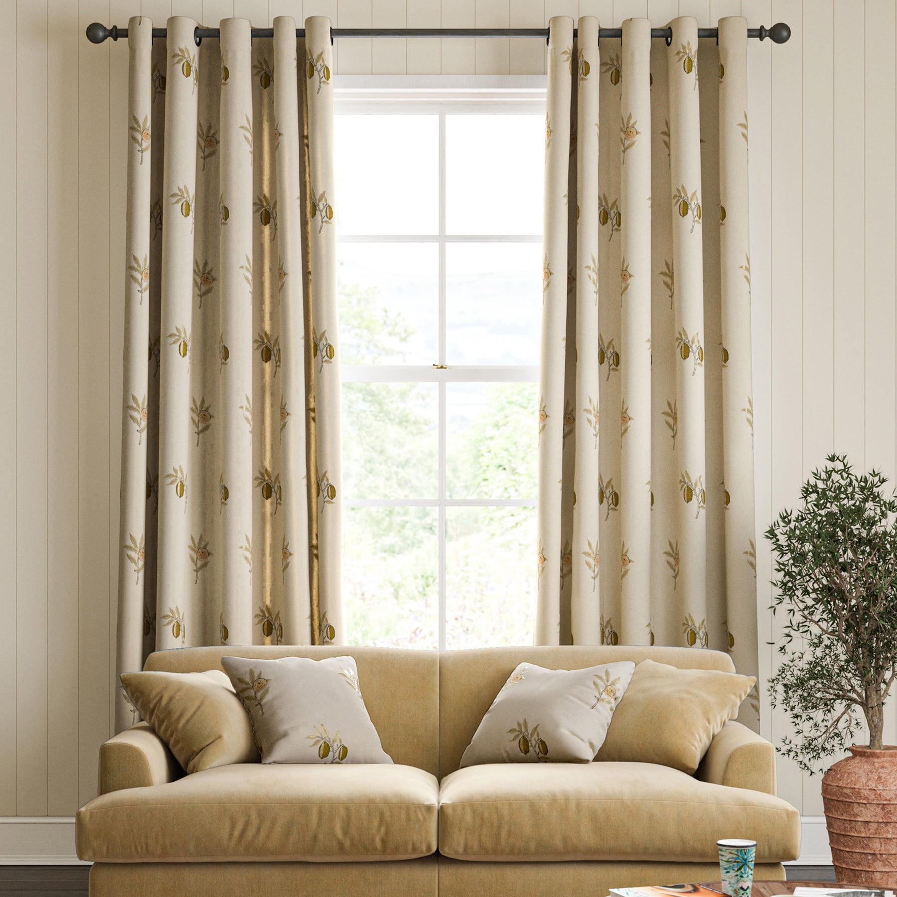 William Morris Fruit Embroidery Made To Measure Roman Blind Honey