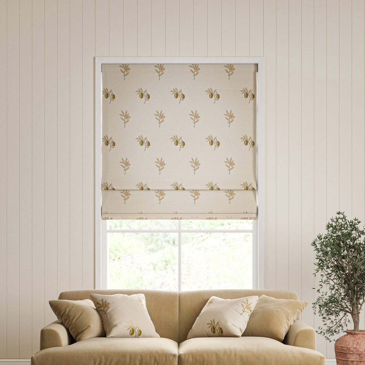 William Morris Fruit Embroidery Made To Measure Roman Blind Honey