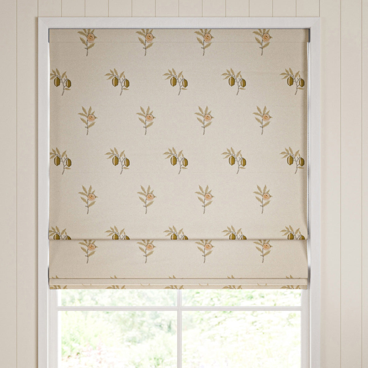 William Morris Fruit Embroidery Made To Measure Roman Blind Honey