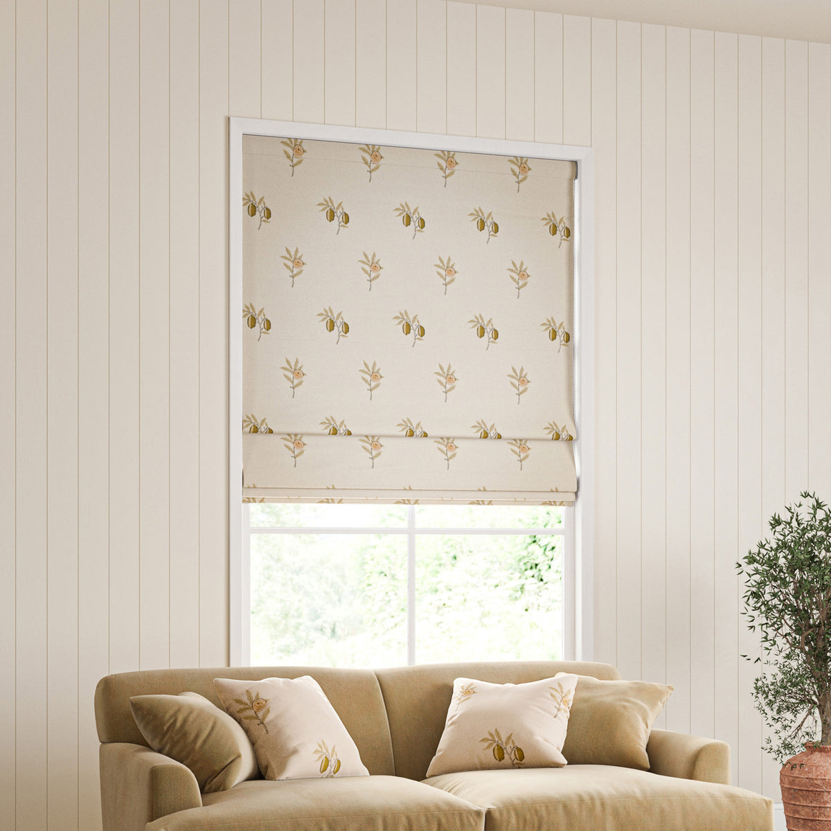 William Morris Fruit Embroidery Made To Measure Roman Blind Honey