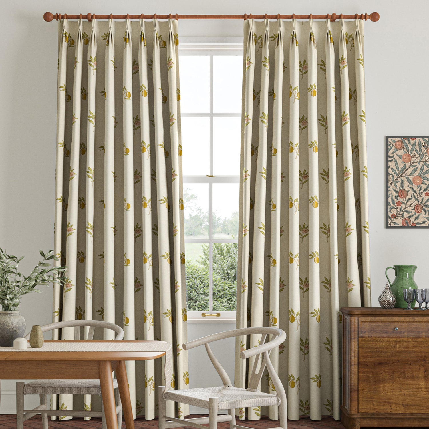 William Morris Fruit Embroidery Made To Measure Roman Blind Moss